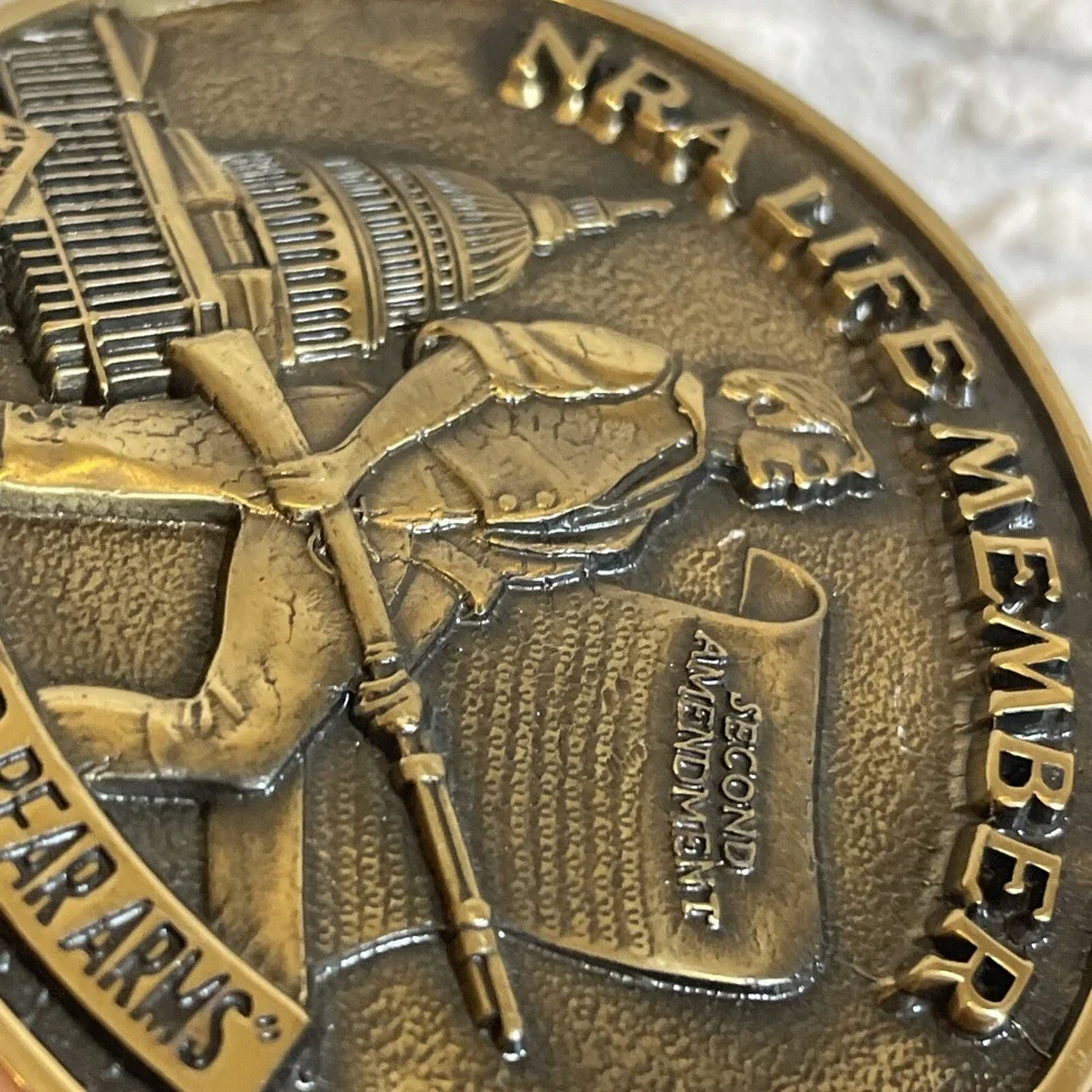 Brass NRA Life Member Second Amendment Guns Belt Buckle Jadco‎ Brass White House